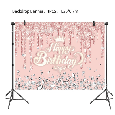 Pink Diamond Theme girls birthday tableware set decoration