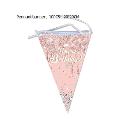 Pink Diamond Theme girls birthday tableware set decoration