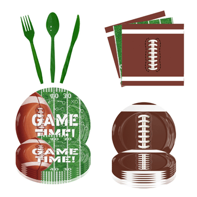 Hot sale sports rugby party tableware decoration set 