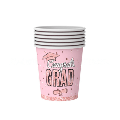 Hot sale pink girls graduation season party tableware set 