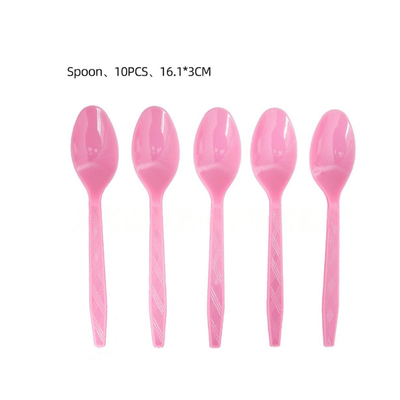 Pink theme plate cup napkin straw disposable paper tableware