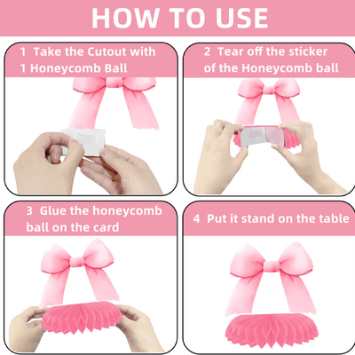 Pink bow theme paper honeycomb centerpiece table decorations