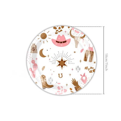 Pink cowboy cowgirl theme party decoration tableware sets 