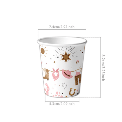 Pink cowboy cowgirl theme party decoration tableware sets 