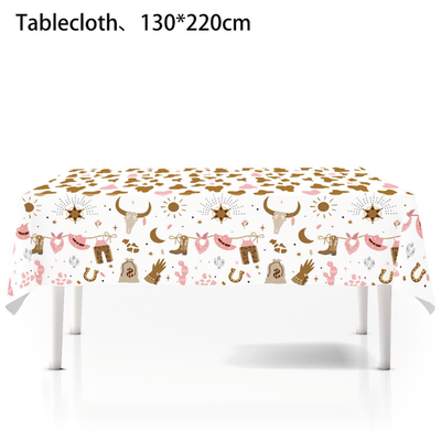 Pink cowboy cowgirl theme party decoration tableware sets 