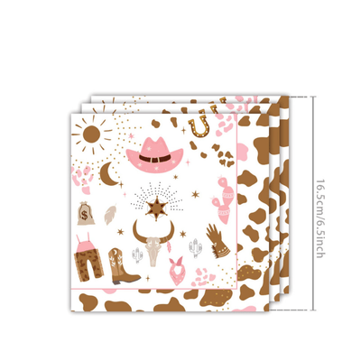 Pink cowboy cowgirl theme party decoration tableware sets 