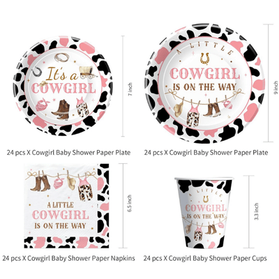 Pink cowboy cowgirl theme party decoration tableware sets 