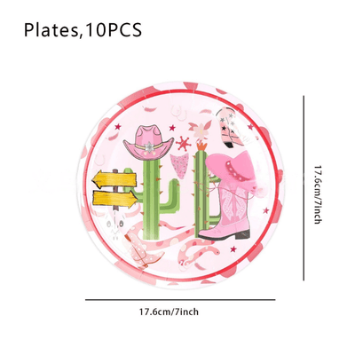 Wholesale children girl cowboy theme party tableware set