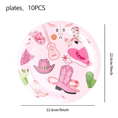 Wholesale children girl cowboy theme party tableware set