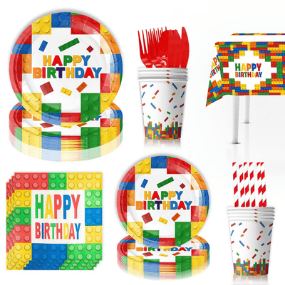 Wholesale building blocks children toys party tableware set