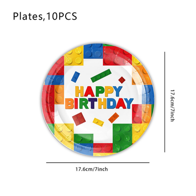Wholesale building blocks children toys party tableware set