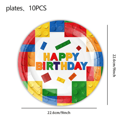 Wholesale building blocks children toys party tableware set