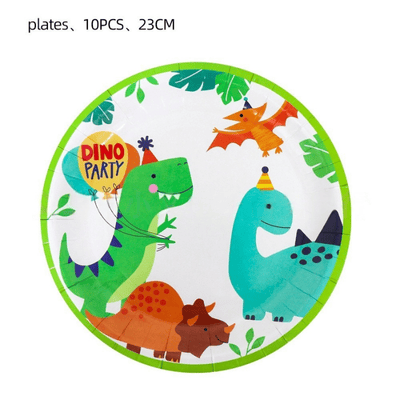 Dinosaur themed boys birthday party disposable tableware set