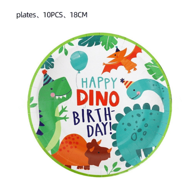 Dinosaur themed boys birthday party disposable tableware set