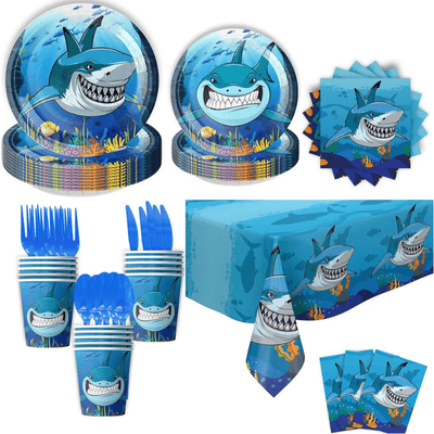 Hot shark themed children birthday party dinnerware set 