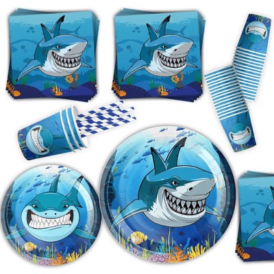 Hot shark themed children birthday party dinnerware set 