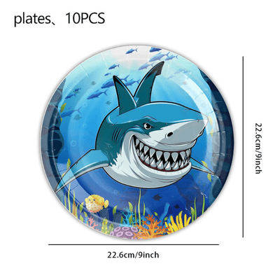 Hot shark themed children birthday party dinnerware set 