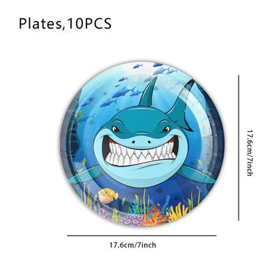 Hot shark themed children birthday party dinnerware set 