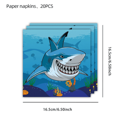 Hot shark themed children birthday party dinnerware set 