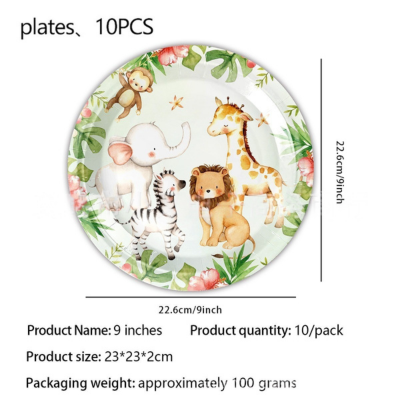 Safari birthday baby shower disposable tableware decoration
