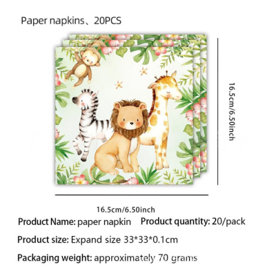 Safari birthday baby shower disposable tableware decoration