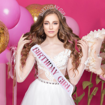 Glitter sash with silver foil birthday girl queen printing