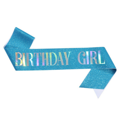 Glitter sash with silver foil birthday girl queen printing