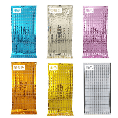 Sequin backdrop square foil fringe curtains rain silk door