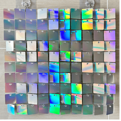  PET pneumatic plate shimmer mirror silk sequin wall panel