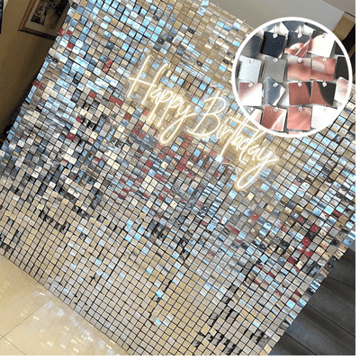  PET pneumatic plate shimmer mirror silk sequin wall panel
