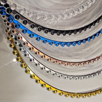 13inch Round Plastic Classic Gold Beaded Charger Plates