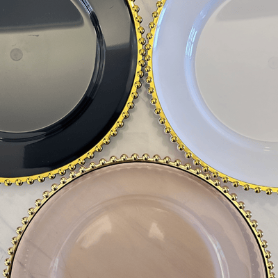 13inch Round Plastic Classic Gold Beaded Charger Plates