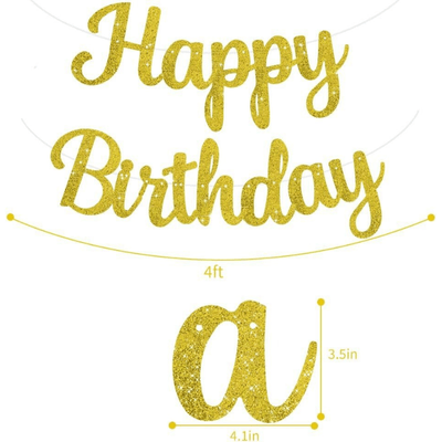 Zhaosen Glitter Happy Birthday Paper Banner 