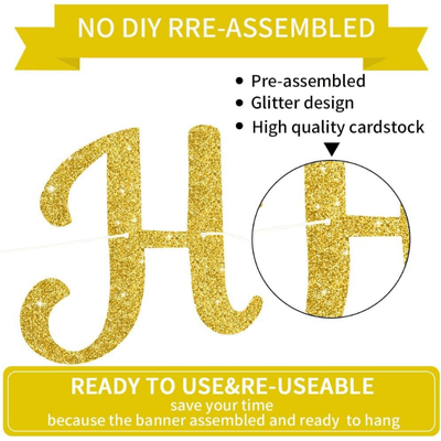 Zhaosen Glitter Happy Birthday Paper Banner 