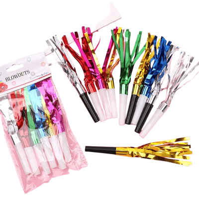 Hot sale Metallic Fringed Noise Maker, Musical party Blowouts
