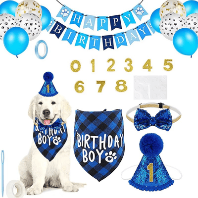 18 Pieces Dog Birthday Decorations With 0-8 Figures