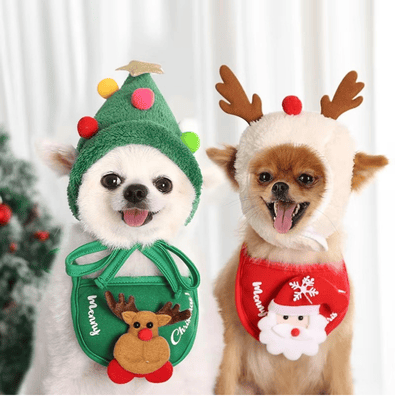 Dog Christmas Santa Hat Scarf Dog Pet Christmas Ornaments 