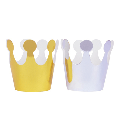 Wholesale mini gold and silver crown birthday paper hat 
