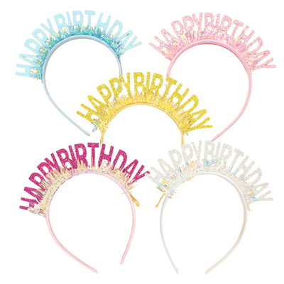 New Flash Glitter Happy Birthday Headband Birthday Decoration 