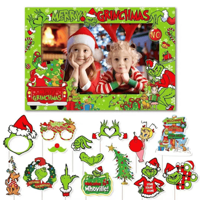 Merry Christmas Photo Booth Props Frame Grinch Theme Party Props