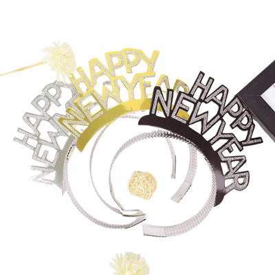 2025 New Years Party Favors Gold Silver Black Headband
