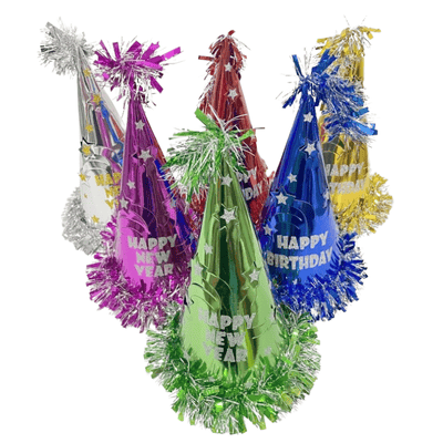 Metallic Foil Cone Hats Birthday Paper Hats for Adults kids 