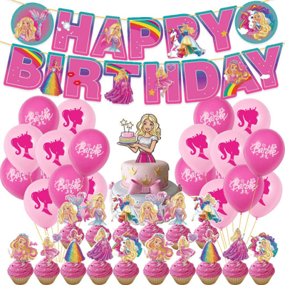 Doll Theme Girls Pink Birthday Balloon Party Decorations