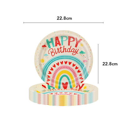 Rainbow theme party disposable tableware set kids party 