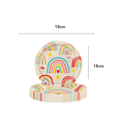 Rainbow theme party disposable tableware set kids party 