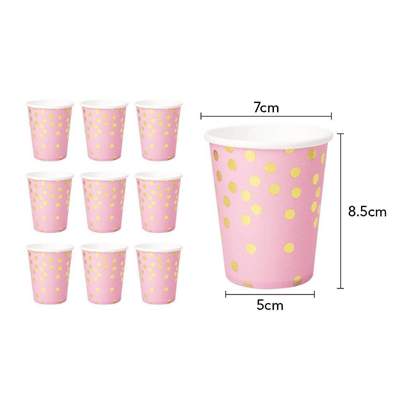 Wedding party pink gold dot disposable dinnerware set
