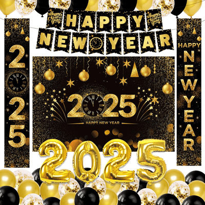  Banners balloons backdrop 2025 new year party decoration set