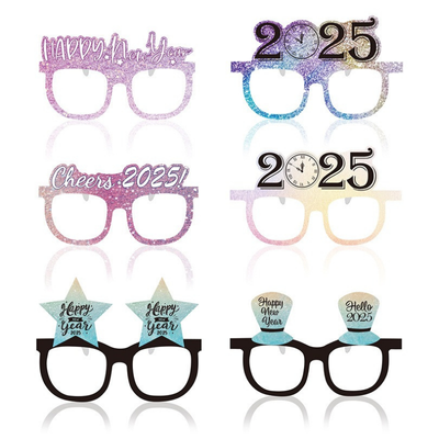 2025 Happy New Year's Eve party favors paper glasses decor