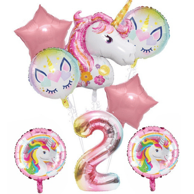 New large unicorn balloons set for girls birthday party decor