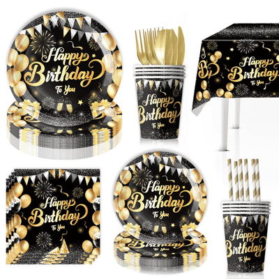 Wholesale black gold diamond birthday party decorations 